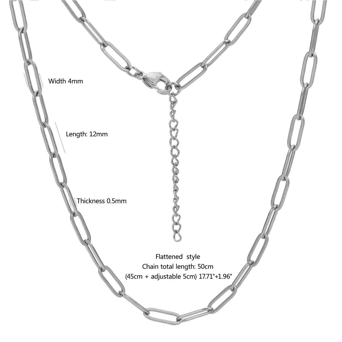 5pcs 45+5cm plated Gold Stainless Steel Link Chains Oval Bulk Necklaces Jewelry Adjustable Chains Wholesale Chokers DIY Crafts Badiee Stylez