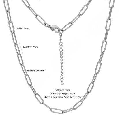 5pcs 45+5cm plated Gold Stainless Steel Link Chains Oval Bulk Necklaces Jewelry Adjustable Chains Wholesale Chokers DIY Crafts Badiee Stylez