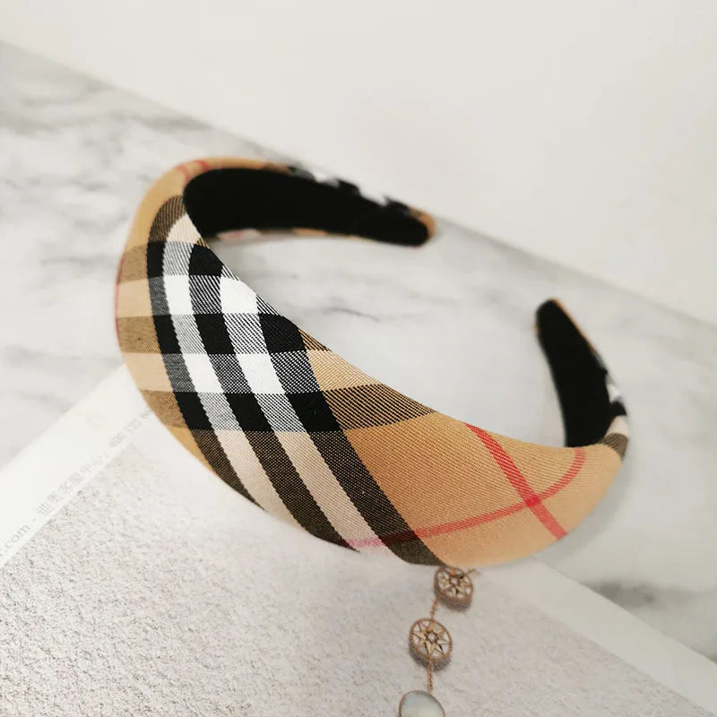 Classic Elegant Double Layer Korean Style Striped Plaid Hairband Hair Accessories For Women