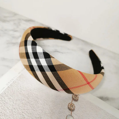 Classic Elegant Double Layer Korean Style Striped Plaid Hairband Hair Accessories For Women