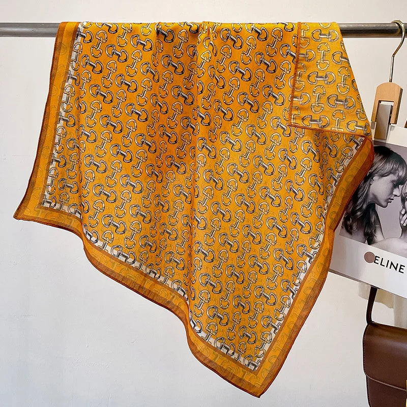 Fashion 70cm Cotton Square Scarf Women Floral Print Design Bandanas Lady Scarves Headband Accessories Handkerchief Hair QME186-04 65x65cm