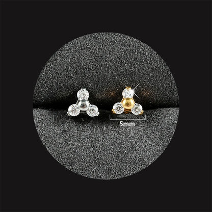 1PC ASTM F136 Titanium Flower CZ Labret Stud Internal Thread Piercing Lip Stud Daith Conch Earring Piercing Jewelry Wholesale NO 3 Labret, Lip Piercing Jewelry