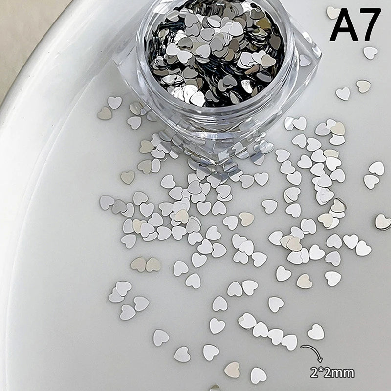 Holographic Laser Star Love Sequins Nail Glitter Gold Silver Sequin Mix Size Paillette DIY Design Nail Art Decorations Tool A7