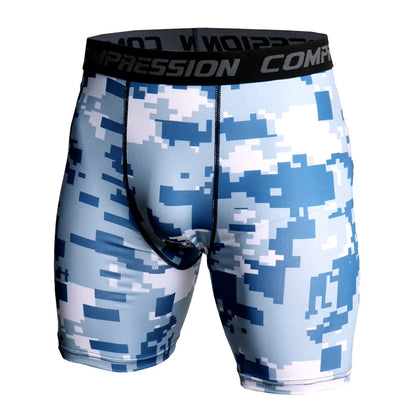 Compression Shorts Men 3D Print Camouflage Bodybuilding Tights Short Men Gyms Shorts Male Muscle Sport Elastic Running Shorts Block Gray