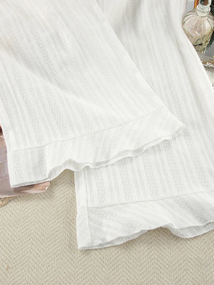 Marthaqiqi Winter Women Pajamas Suit Lace Up Sleepwear Long Sleeve Nightgowns O-Neck Nightwear Pants Casual Ladies Home Clothes