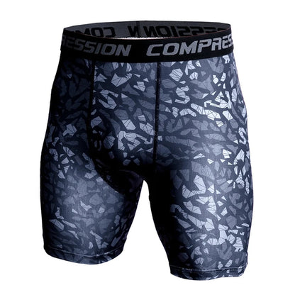 Compression Shorts Men 3D Print Camouflage Bodybuilding Tights Short Men Gyms Shorts Male Muscle Sport Elastic Running Shorts Floral Gray