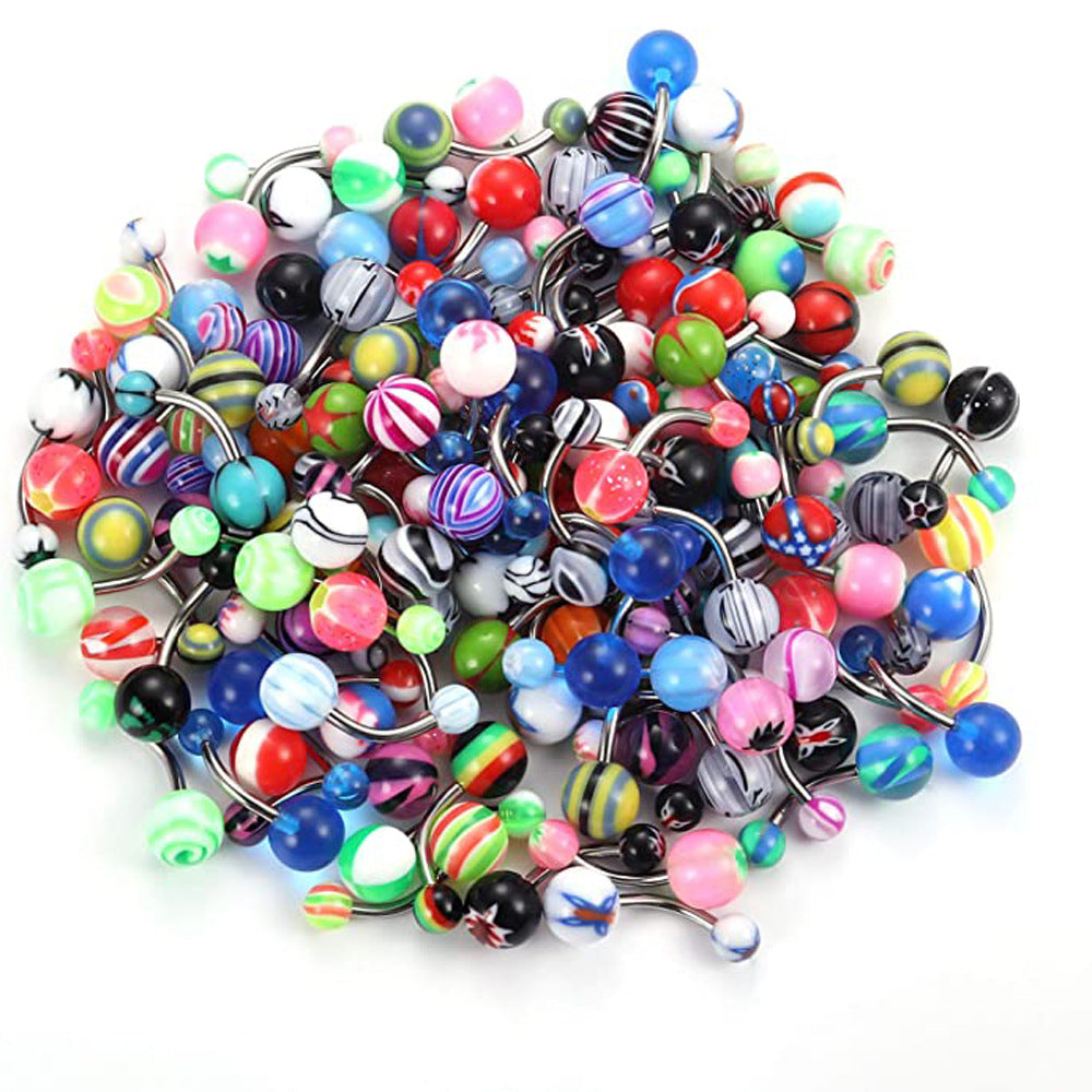 Fashion Mix Color Acrylic Stainless Steel Belly Button Piercing for Women Girls 30/50PC Navel Ombligo Piercing Body Jewelry