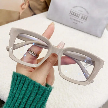 2024 Oversized Square Glasses Anti Blue Light Glasses Large Frame Myopia Glasses Flat Light Glasses Transparent Eyeglasses Badiee Stylez