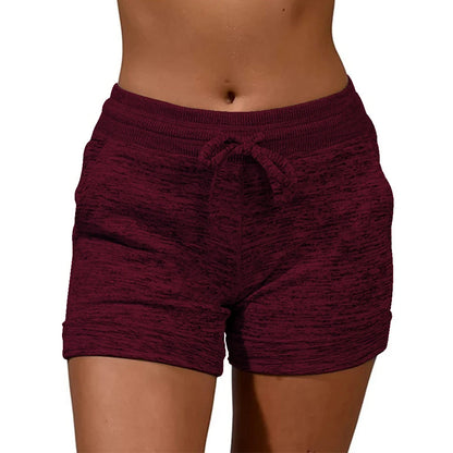 Womens Solid Elasticated Waist Shorts PLUS SIZE OVERSIZED Ladies Summer Yoga Gym Fitness Jogging Hot Pants Sweatpants Clothing Burgundy