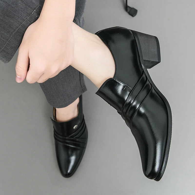 Men Formal Oxford Shoes Casual Business Office Party Loafers Men's High Heels Shoes Classic Men Shoes PU Leather Dress Shoes