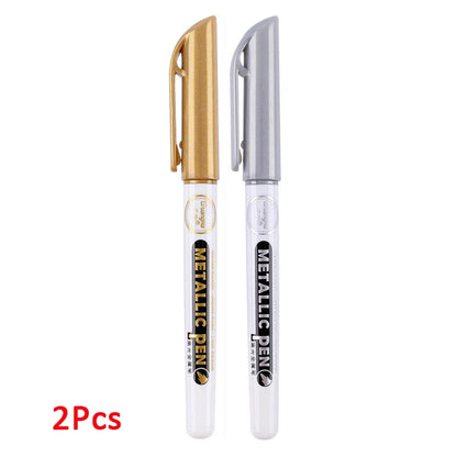 1-4Pcs Metallic Waterproof Permanent Marker Pens for DIY Epoxy Resin Mold Gold Silver Color Drawing Supplies Craft Marker Pen pen-2Pcs GS