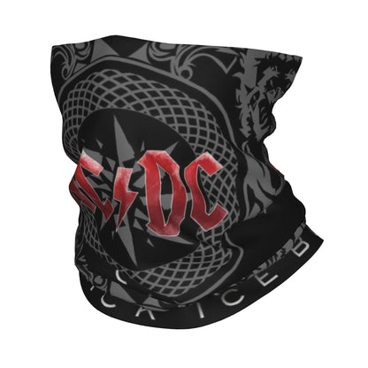 Custom Black AC DC Logo Camouflage Heavy Metal Band Bandana Neck Warmer Women Men Winter Hiking Ski Scarf Gaiter Face Cover 16 Bandana