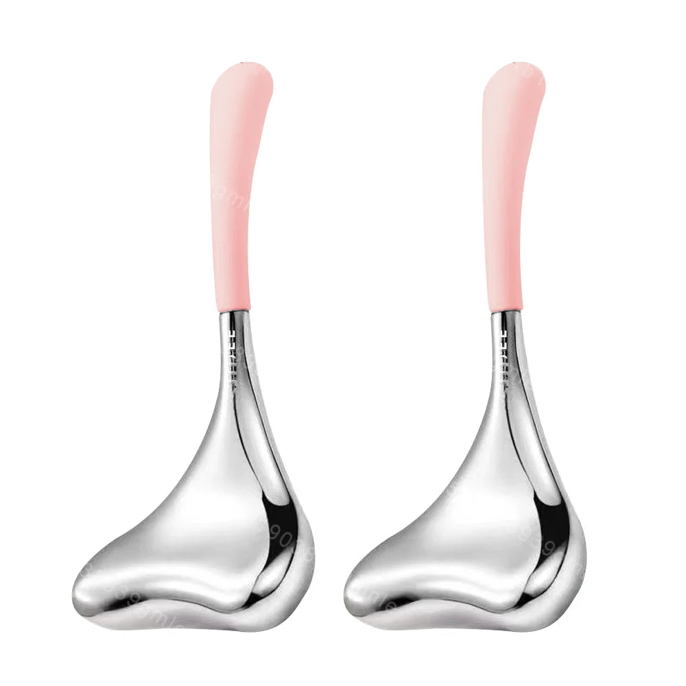Ice Globes Facial Skin Care Tool Massager Facial Eyes Stainless Steel Beauty Cryo Sticks Cooling Spa Globes Beauty Face Spa Ball Silver pink 2Pcs