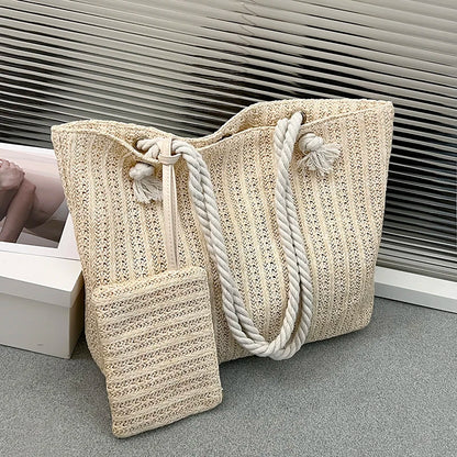 Designer Women Handbags Fashion Large Capacity Straw Tote Bag Summer Beach Bag Casual Bali Big Purse
