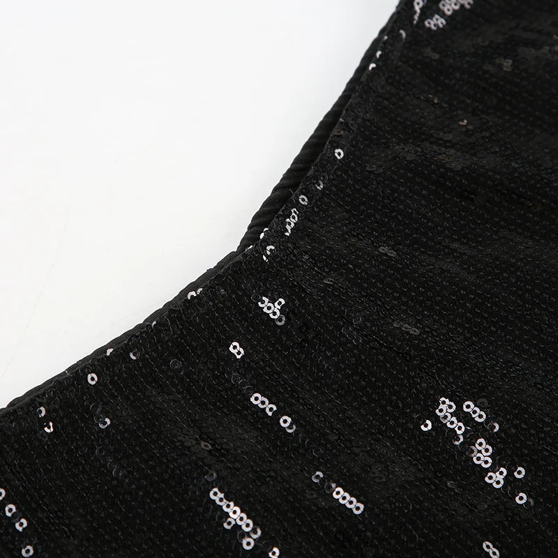 CIBBAR Party Style Skinny Sequin Shorts Solid Low Rise Slim-fitting Short Pants for Women y2k Aesthetic Streetwear Shorts Summer