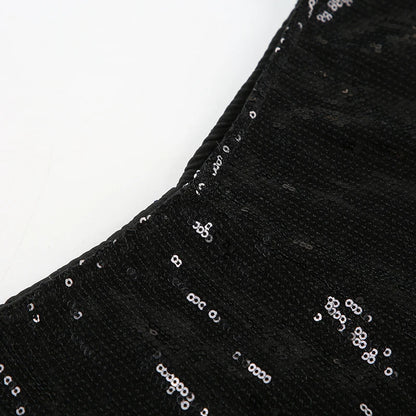 CIBBAR Party Style Skinny Sequin Shorts Solid Low Rise Slim-fitting Short Pants for Women y2k Aesthetic Streetwear Shorts Summer