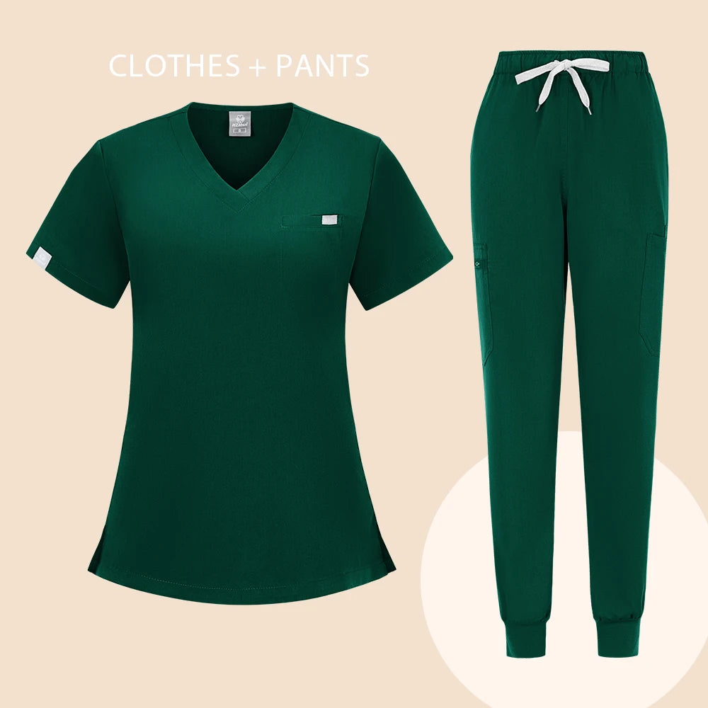 HZMNOI Thick Highquality Suit Unisex Pharmacy Nursing Hospital Doctor's Work Clothes Dental Clinic Beauty Salon Surgical Clothes Badiee Stylez