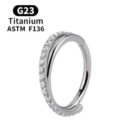 F136 G23 Titanium Nose Ring 16G Hinged Segment CZ Septum Clicke Daith Earrings Hoops Ear Cartilage Tragus Helix Piercing Jewelry Silver Color CHINA