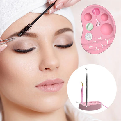 Silicone Eyelash Lift Palette Multi-Function Polish Gel Mixing Makeup Tool Eyelash Extension Reusable Silicone Lash Palette Badiee Stylez