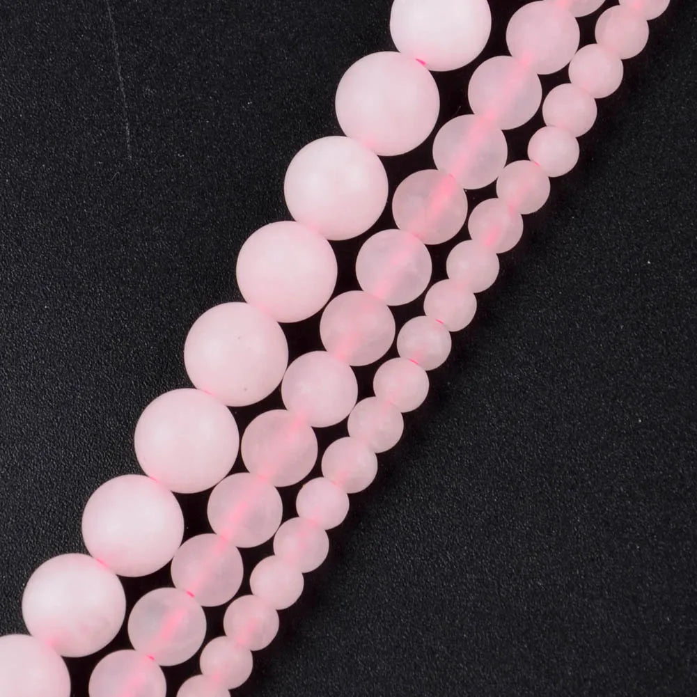 Natural Dull Polished Wood Jaspers Stone Spacer Beads For Jewelry Making DIY Necklace Bracelet 4mm-12mm Matte Round Beads 15" Rose Quartzs