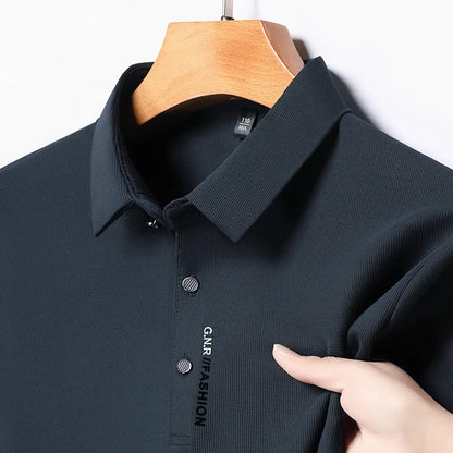 Men's Polo Shirt - Breathable & Comfortable Solid Color Top for Casual Business Style