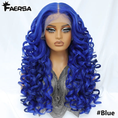 Latisha 13X6 HD Synthetic Lace Front Wigs Curly Pre Plucked Lace Frontal Wig with Bangs for Women Highlight with Babyhair 24Inch Badiee Stylez