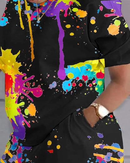 Women's T-shirt+Hot Pants Two Piece Set 2024 Summer Fashion Casual Printing Quick Drying Sports Fitness Top Shorts Female Suit