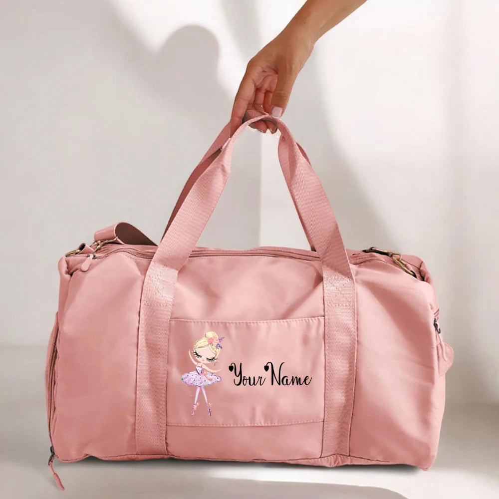 Personalized Dance Name Bags Ballerina Storage Bag Custom Girls Duffle Bag Dance Travel Luggage Bag Birthday Gift for Dancer Kid design 9