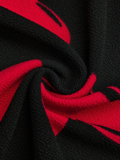 Plus Size Women's Red Heart Patchwork Round Neck Sleeveless Casual Dress for Valentine's Day and Summer