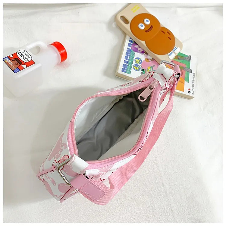 Miniso Hello Kitty Underarm Bag for Women Y2K Sanrio Kuromi Mymelody Messenger Tote Bag Cute Girls Shoulder Bag Purses Handbag
