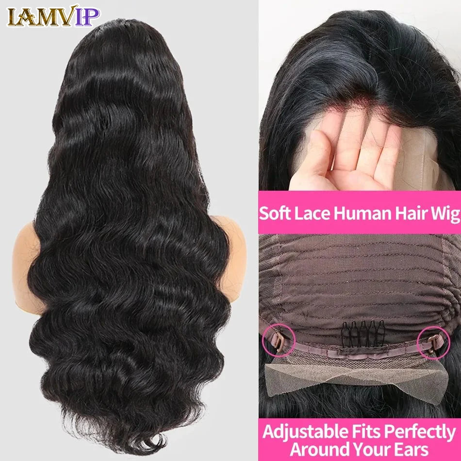 250% 30-36inch Body Wave 13x6 Hd Frontal Human Hair Pre-plucked Lace Brazilian Remy 13x4 Front Wig 4x4 Closure With Hd Full Lace Badiee Stylez