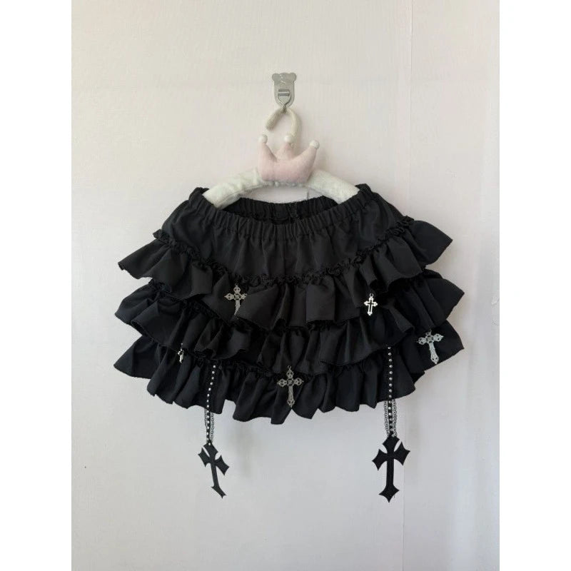 Gothic Y2k Elastic Waist Harajuku Y2k Short Skirt Women Hot Chick Chic Ruffle Subculture Skirts Design Retro Cake Skirt Lolita