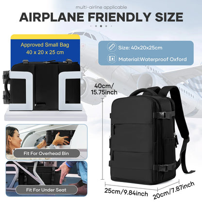 Ryanair 40x25x20 Travel Backpack Large Capacity Foldable Hiking Bag with Vacuum Bags Manual Compression Pump, Storage Backpack