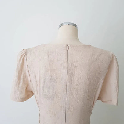 Cotton Linen Dress Long New Hot Sales Woman Short Sleeve Solid Retro Vintage Long Dresses