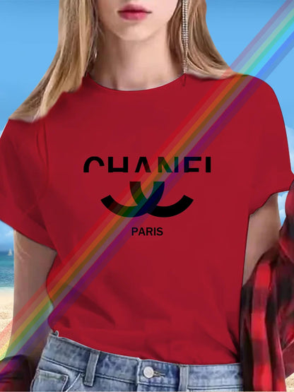 New alphabet Print Casual Graphic T-shirt Short sleeve Sports Women's T-shirt Unisex casual everyday wear Summer women's T-shirt TZ-783 (1) 8 CHINA