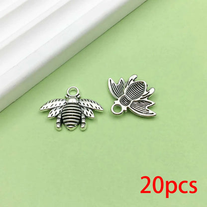 Random 20pcs Alloy Bee Design Charms Vintage Insect Pendants for DIY Bracelet Necklace Jewelry Making Accessories style 4