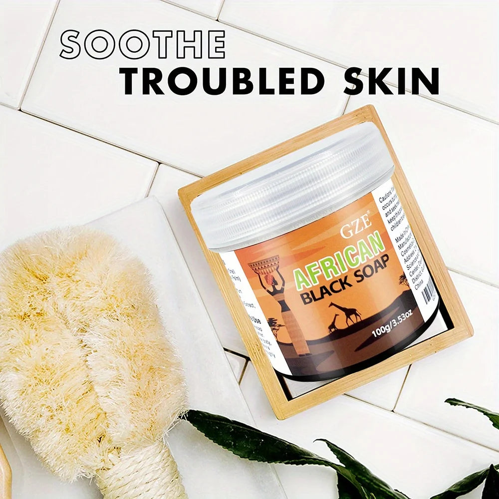 GZE African Black Soap 3-in-1 Face, Hair, and Body Cleanser - Deeply Cleanses and Moisturizes Skin and Hair, Natural Ingredients Badiee Stylez