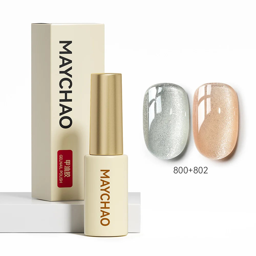 MAYCHAO 5ML Gel Nail Polish 9D Laser Diamond Glitter Cat Eye Gel Semi-Permanent Soak Off UV LED Gel Nail Manicure Tools Nail Art 800And802