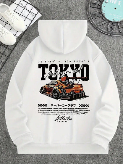 Vintage Mens Casual Car Print Hoodies Women Grunge Y2k Sweatshirt Oversized Hoodie Tops Streetwear Goth Casual Women Clothing