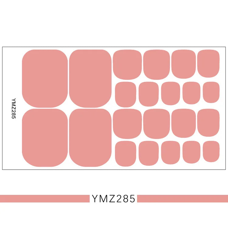 Toe Nail Sticker Wraps Adhesive Decals Toenail Polish Strips DIY Foot Decals Manicure Women Solid Color Full Cover Foot Stickers 04