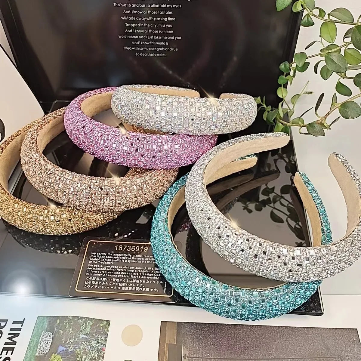 Colorful Baroque Head Hoop Luxury Women Full Crystal Rhinestones Sponge Padded Headband for Lady Girls Diamond Wide Headband