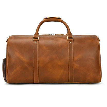 Luxury Genuine Leather Men Women Travel Bag Cow Leather Carry On Luggage Bag Travel Shoulder Bag Male Female Weekend Duffle Bag