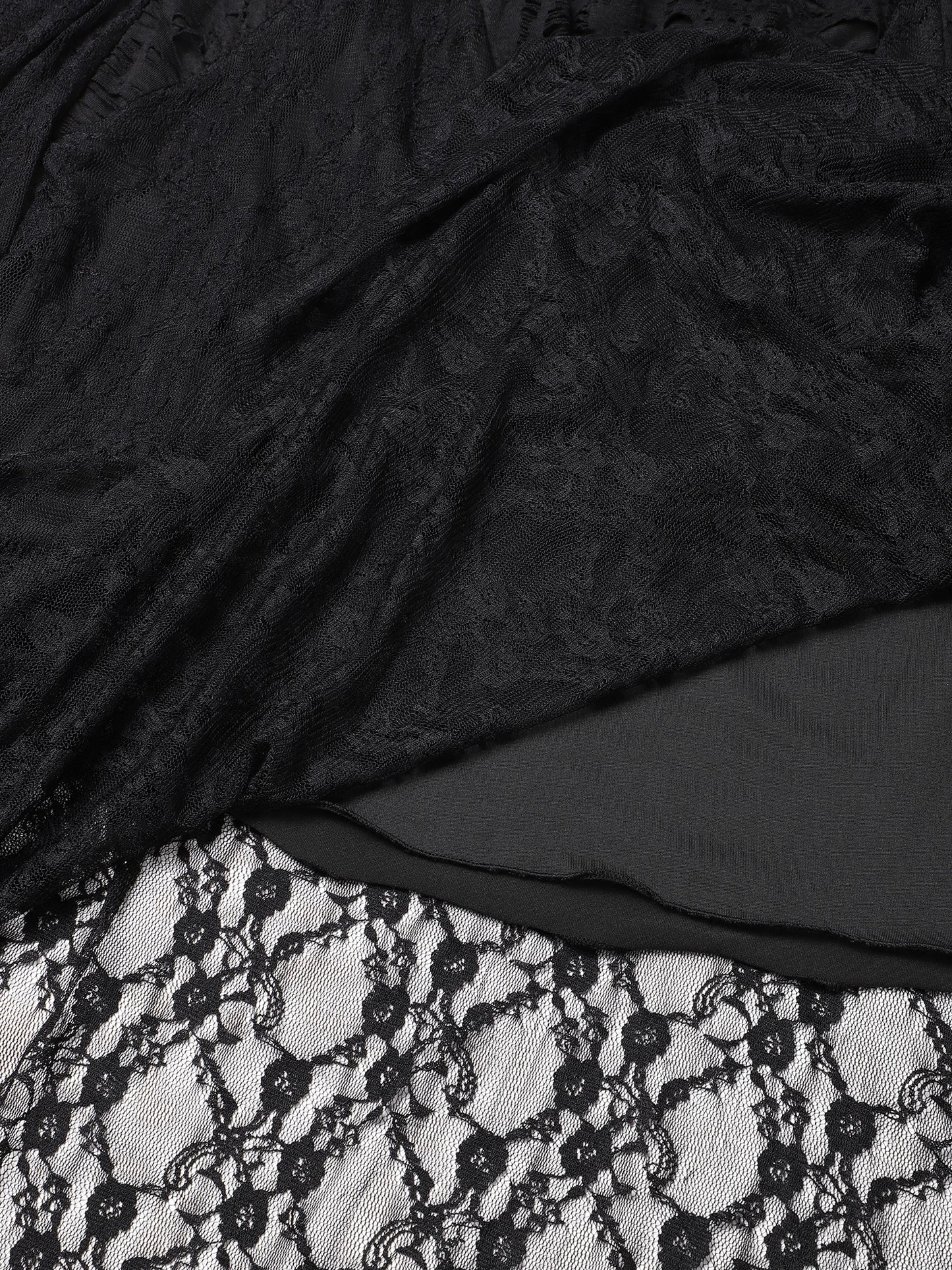 Halloween Plus Size Women's Gothic Lace Flare Sleeve A-Line Midi Dress Ladies Asymmetrical Hem Punk Party Costplay Dress 1XL-6XL