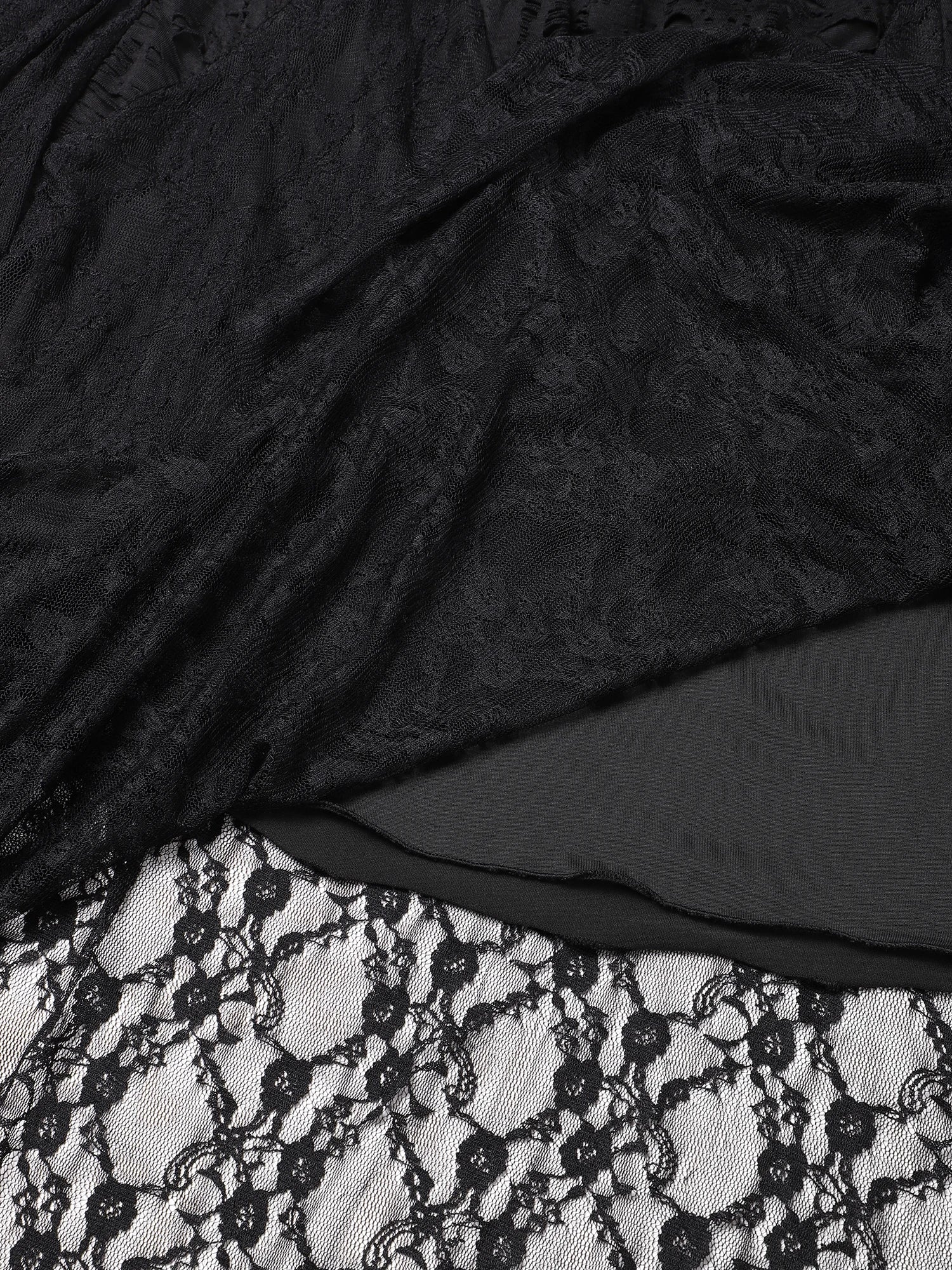 Halloween Plus Size Women's Gothic Lace Flare Sleeve A-Line Midi Dress Ladies Asymmetrical Hem Punk Party Costplay Dress 1XL-6XL