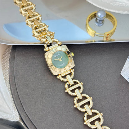 High-End Women's Skeleton Design Watch Square Roman Hour Markers Light Luxury Fashion Cross-Border Best-Seller Ladies Watch