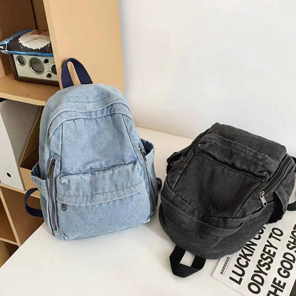 Large Capacity Denim Backpack Custom Embroidered Name Boys Girls Travel Backpack Personalized Daily Rucksack with Any Names