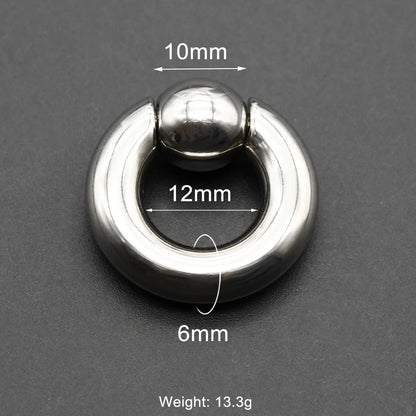 1Pc Large Gauges Stainless Steel CAPTIVE SPRING BEAD RING for Septum Piercing BCR Nose Ring Hoop Expander Earlobe Earrings 00G 6x12-10mm 1 Piece