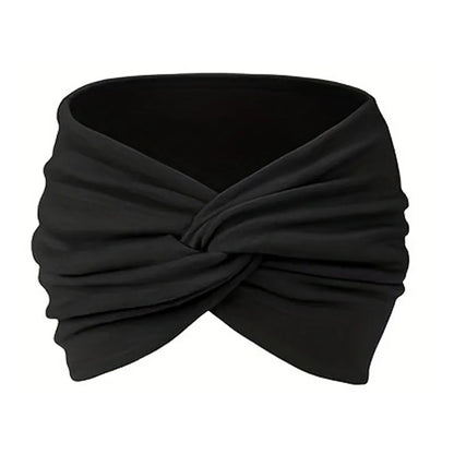 Women Headbands African Wide Hair Wrap Turban Twist Headband for Women Large Sport Workout Stretch Non-slip Big Hair Bands black