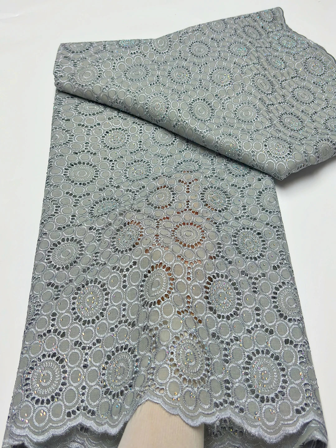 Original Austria Pure Cotton Lace Fabric 2024 High Quality Swiss Voile Embroidery Stones Lace Fabric For Women Celebration Dress A157 5码 5yard