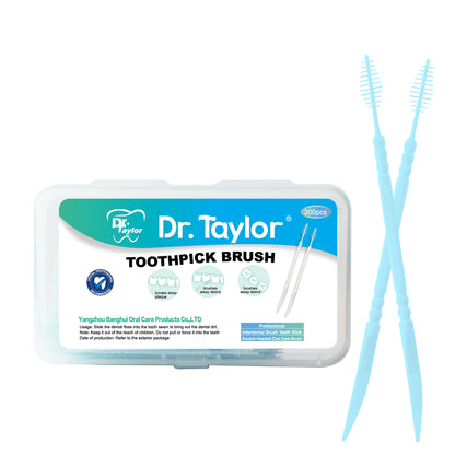 300 Pcs Double-ended Fish Bone Shaped Disposable Plastic Toothpick ,Dental Floss,Interdental Brush Blue 300pcs